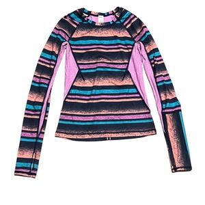 Ivivva Lululemon Girls 10 Long Sleeve Athletic Top Striped Pink Orange